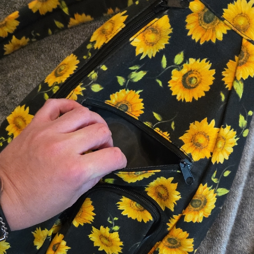 Sunflower Patterned Sling Backpack - image 4